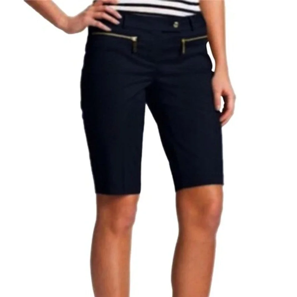 Michael Kors Black Shorts Gold Zipper Pocket NWT